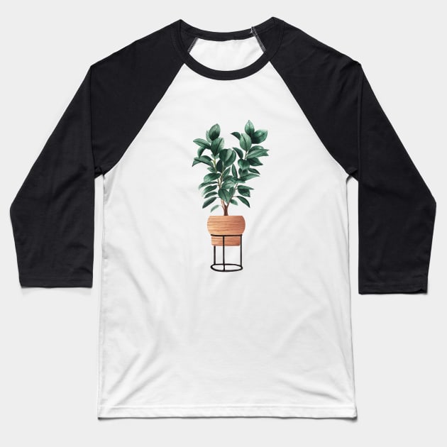 Ficus Elastica Illustration Baseball T-Shirt by gusstvaraonica